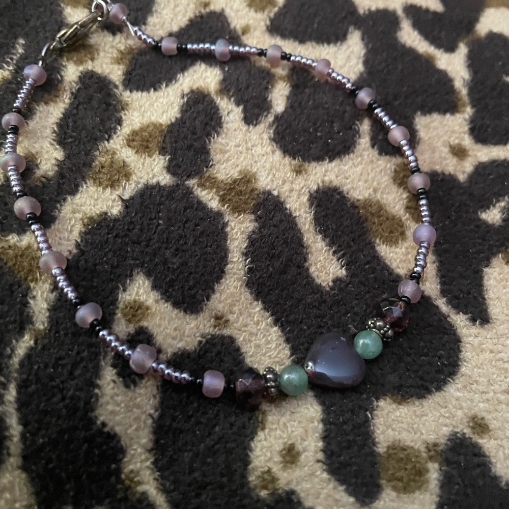 Elegant Multicolor Beaded ankle braclet Vintage with a heart bead also
